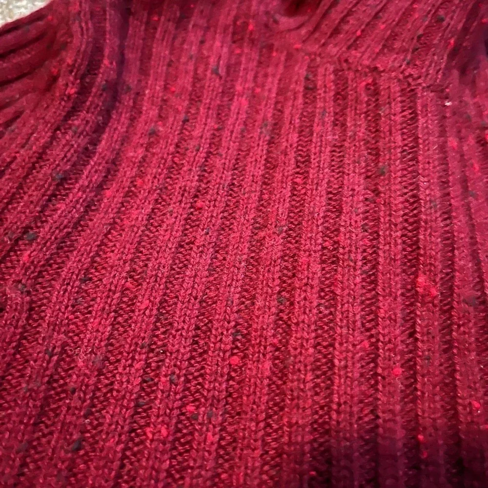 Something navy heathered‎ burgundy mock / turtleneck wool cashmere sweater small